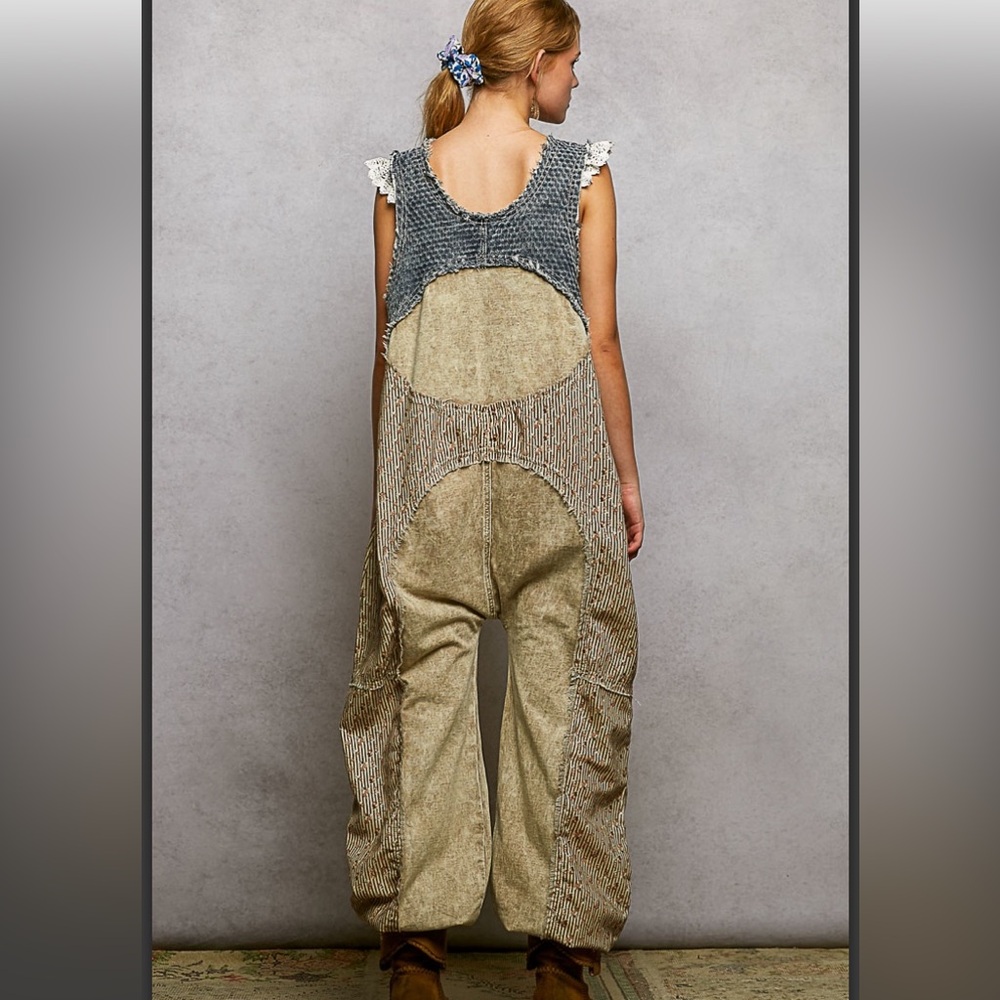 286 2 left ❤️ POL denim jogger overalls with pockets - Picture 2 of 5